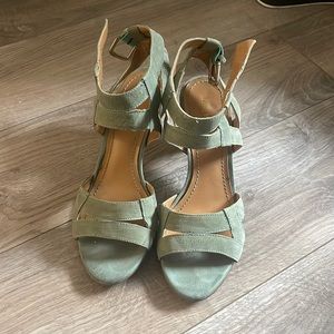 Teal strappy heels